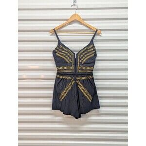 Biliblond Black & Gold Italian Handmade One piece Overall Romper Swimsuit